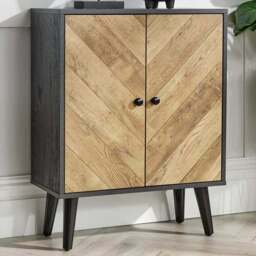 Home Source Dallas 2 Door Black Frame Sideboard - Size: 80 x 60 x 30cm - Brown - Wilko - thumbnail 1