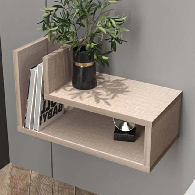 Decorotika Lara 2 Shelf Cottonbeige L Shaped Floating Bedside Table - Cream - Wilko - image 1