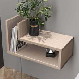 Decorotika Lara 2 Shelf Cottonbeige L Shaped Floating Bedside Table - Cream - Wilko - thumbnail 1