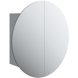 vidaXL 2 Door Grey Round LED Mirror Bathroom Cabinet - Size: 47 x 47 x 17.5cm - Wilko - thumbnail 3