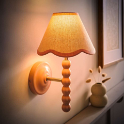 ValueLights Trim Scallop Shade Pink Bobbin LED Wall Light with Bulb 2 Pack - Size: 32 x 19 x 20cm - Wilko - thumbnail 3