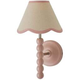 ValueLights Trim Scallop Shade Pink Bobbin LED Wall Light with Bulb 2 Pack - Size: 32 x 19 x 20cm - Wilko - thumbnail 1