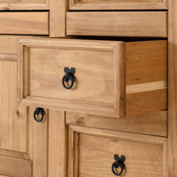 Seconique Corona 2 Door 5 Drawer Distressed Waxed Pine Sideboard - Size: 44 x 132 x 84cm - Brown - Wilko - thumbnail 6