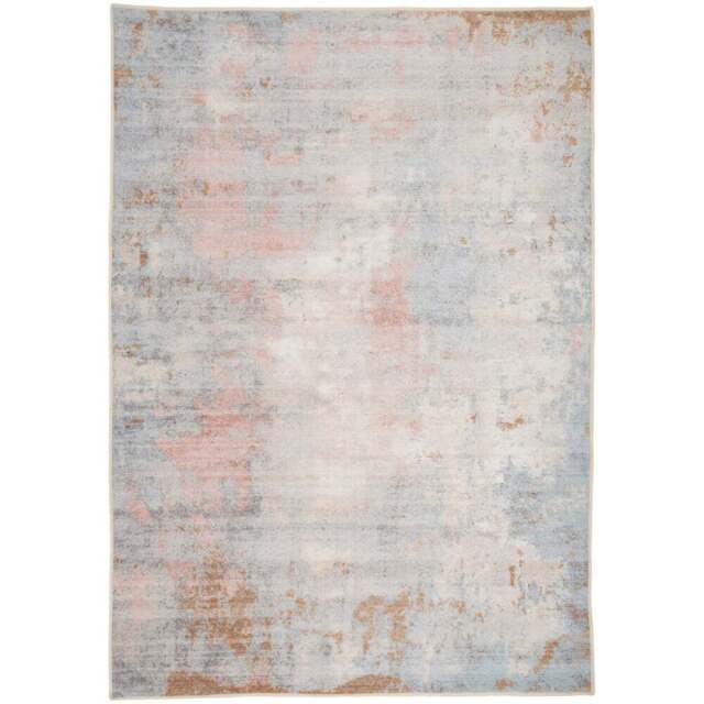 Kukoon Distressed Abstract Beige Pastel Pink Washable Rug 160 x 230cm - Multi - Wilko - image 1