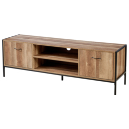 Home Source Oakmere 2 Door 2 Shelf Black and Oak Effect TV Unit - Size: 49 x 40 x 150cm - Brown - Wilko - thumbnail 3