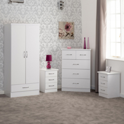 Seconique Nevada White 4 Piece Bedroom Furniture Set - Size: 2 Door - Wilko