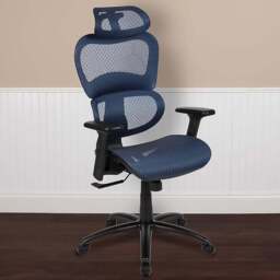 FWStyle Blue High Back Mesh Ergonomic Office Chair - Size: 131 x 71 x 71cm - Wilko - thumbnail 1