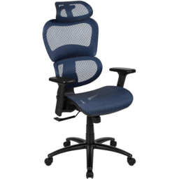FWStyle Blue High Back Mesh Ergonomic Office Chair - Size: 131 x 71 x 71cm - Wilko - thumbnail 3