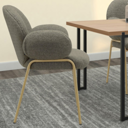Dorel Iwama Set of 2 Dark Mink Teddy Fabric Dining Chair - Mink Brown - Wilko