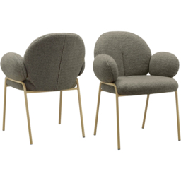 Dorel Iwama Set of 2 Dark Mink Teddy Fabric Dining Chair - Mink Brown - Wilko - thumbnail 3