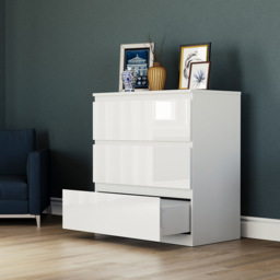 Vida Designs Glinton 3 Drawer White Chest of Drawers - Wilko - thumbnail 6