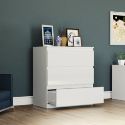 Vida Designs Glinton 3 Drawer White Chest of Drawers - Wilko - thumbnail 7