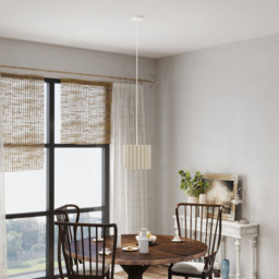 Portland White Wave Linen Textured Shade Ceiling Lamp 178cm - Size: 178 x 32 x 32cm - Wilko - thumbnail 4