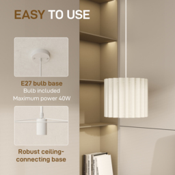 Portland White Wave Linen Textured Shade Ceiling Lamp 178cm - Size: 178 x 32 x 32cm - Wilko - thumbnail 6