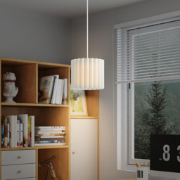 Portland White Wave Linen Textured Shade Ceiling Lamp 178cm - Size: 178 x 32 x 32cm - Wilko - thumbnail 7