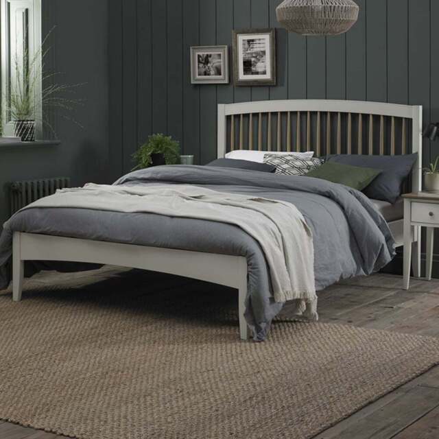 Bentley Designs Whitby King Size Scandi Oak and Soft Grey Spindle Low Footend Bedstead - Wilko - image 1