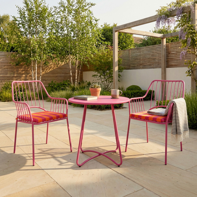 Esme Solar Bistro Set - Pink - Size: 2 Seater - Wilko - image 1