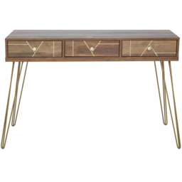 Interiors by Premier Flori 3 Drawer Veneer Desk - Size: 120 x 55 x 79cm - Brown - Wilko - thumbnail 3