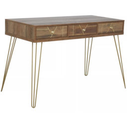 Interiors by Premier Flori 3 Drawer Veneer Desk - Size: 120 x 55 x 79cm - Brown - Wilko - thumbnail 4