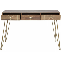 Interiors by Premier Flori 3 Drawer Veneer Desk - Size: 120 x 55 x 79cm - Brown - Wilko - thumbnail 5