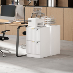 Portland 2 Drawer White Lockable Filing Cabinet with Keys - Size: 71 x 40 x 40cm - Wilko - thumbnail 4
