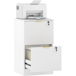 Portland 2 Drawer White Lockable Filing Cabinet with Keys - Size: 71 x 40 x 40cm - Wilko - thumbnail 3