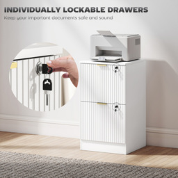 Portland 2 Drawer White Lockable Filing Cabinet with Keys - Size: 71 x 40 x 40cm - Wilko - thumbnail 7