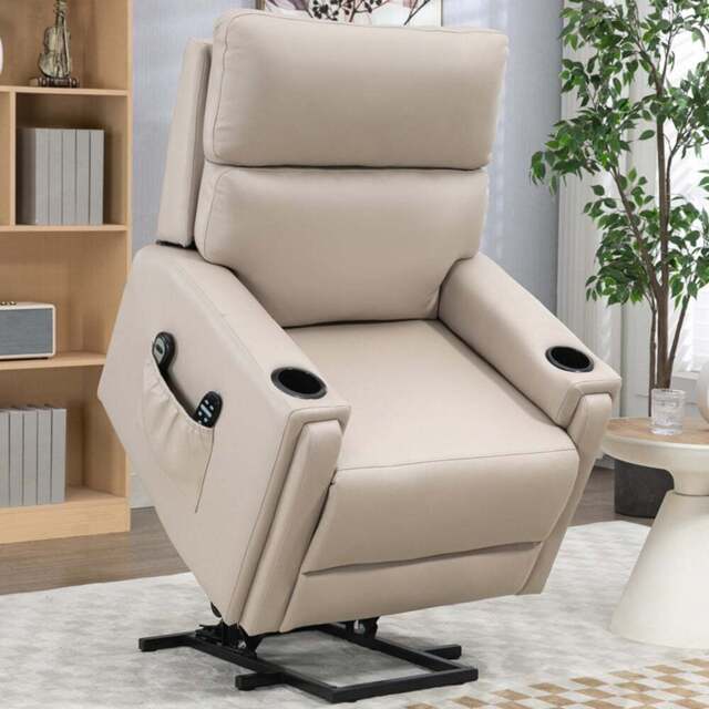 Portland Beige Electric Recliner Massage Chair - Size: Single - Cream - Wilko - image 1