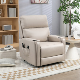 Portland Beige Electric Recliner Massage Chair - Size: Single - Cream - Wilko - thumbnail 4