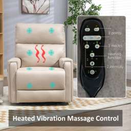 Portland Beige Electric Recliner Massage Chair - Size: Single - Cream - Wilko - thumbnail 6