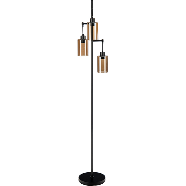 Costway Amber Glass Shade 3 Head Hanging Floor Lamp - Size: 56 x 39 x 28cm - Black - Wilko - image 1