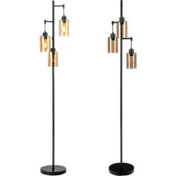 Costway Amber Glass Shade 3 Head Hanging Floor Lamp - Size: 56 x 39 x 28cm - Black - Wilko - thumbnail 4