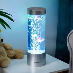 Global Gizmos Silver Fish Water Bubble Lamp 32cm - Size: 11 x 11 x 37cm - Multi - Wilko