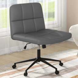 Costway Grey Cross Legged Office Chair - Size: 66 x 57 x 35cm - Wilko
