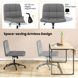Costway Grey Cross Legged Office Chair - Size: 66 x 57 x 35cm - Wilko - thumbnail 7