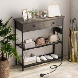 Costway Grey Entryway Narrow Console Table - Size: 93 x 39 x 19cm - Wilko