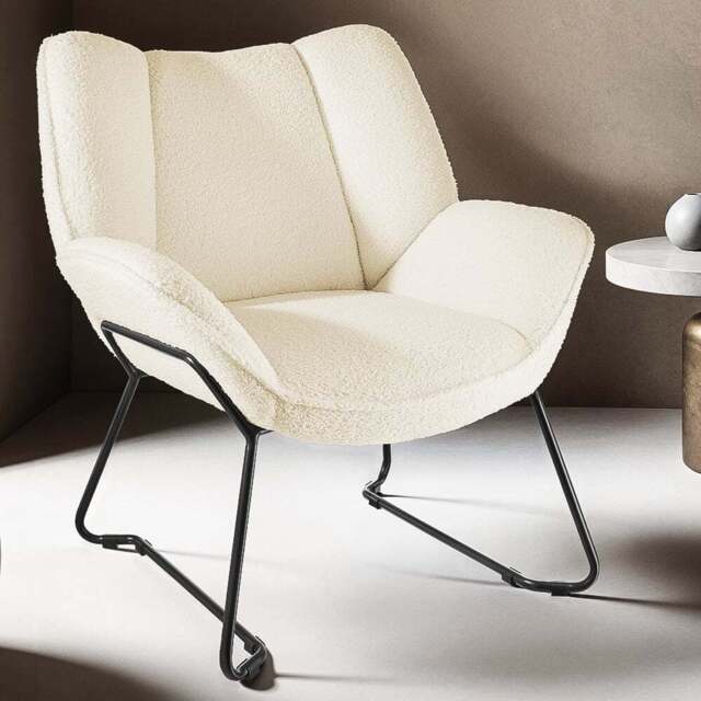 tectake Kjeld Cream Boucle Armchair - Size: Single - White - Wilko - image 1