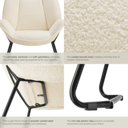 tectake Kjeld Cream Boucle Armchair - Size: Single - White - Wilko - thumbnail 7