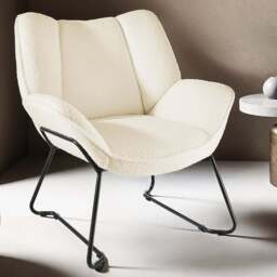 tectake Kjeld Cream Boucle Armchair - Size: Single - White - Wilko