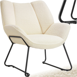 tectake Kjeld Cream Boucle Armchair - Size: Single - White - Wilko - thumbnail 3