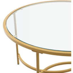 Living and Home Gold Modern Round Tempered Glass Coffee Table - Size: 43 x 80 x 80cm - Clear - Wilko - thumbnail 5