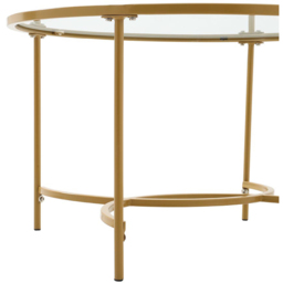 Living and Home Gold Modern Round Tempered Glass Coffee Table - Size: 43 x 80 x 80cm - Clear - Wilko - thumbnail 6
