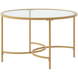 Living and Home Gold Modern Round Tempered Glass Coffee Table - Size: 43 x 80 x 80cm - Clear - Wilko - thumbnail 3