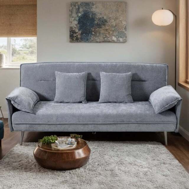 H&O Direct 3 Seater Grey Contemporary Convertible Sofa Bed - Wilko - image 1