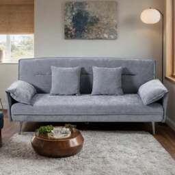 H&O Direct 3 Seater Grey Contemporary Convertible Sofa Bed - Wilko