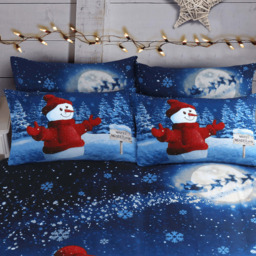 Velosso Double Glitter Snowman Panel Duvet Set - Blue - Wilko - thumbnail 3