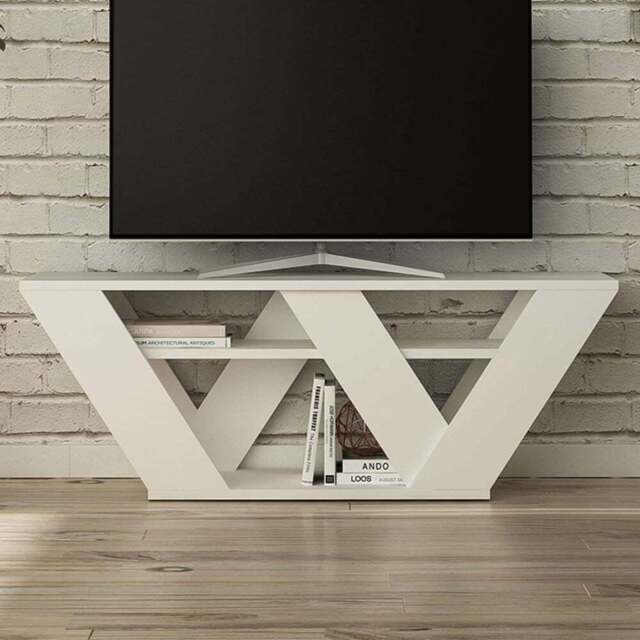 Decortie Pipralla 2 Shelf White Modern TV Unit - Size: 40 x 110 x 30cm - Wilko - image 1