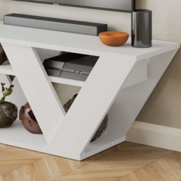 Decortie Pipralla 2 Shelf White Modern TV Unit - Size: 40 x 110 x 30cm - Wilko - thumbnail 4