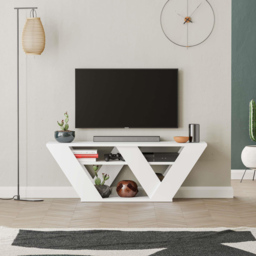 Decortie Pipralla 2 Shelf White Modern TV Unit - Size: 40 x 110 x 30cm - Wilko - thumbnail 6