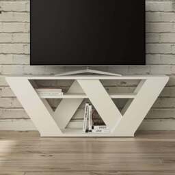 Decortie Pipralla 2 Shelf White Modern TV Unit - Size: 40 x 110 x 30cm - Wilko - thumbnail 1